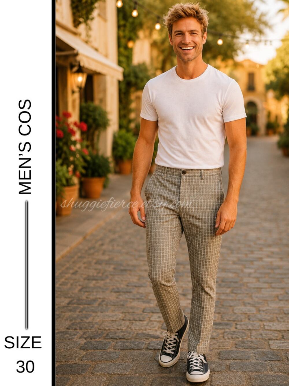 MSRP $128 ✨ French Connection Gray Checked Pants – Men’s 34 ✨SAME DAY SHIP